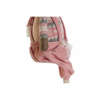 Новогоднее украшение DKD Home Decor Белый Коричневый Розовый Северный олень 17 x 14 x 63,5 cm (2 штук)