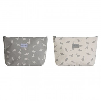 Дорожный несессер DKD Home Decor Белый Серый Хлопок 33 x 8 x 21 cm (2 штук)