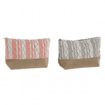 Дорожный несессер Home ESPRIT Серый Коралл 25 x 7 x 15 cm (2 штук)