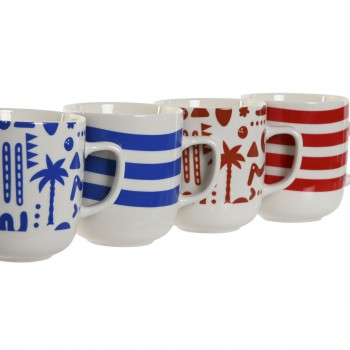 Кружка Mug Home ESPRIT Синий Красный Фарфор Boho 380 ml (4 штук)