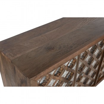 Устройство Home ESPRIT Коричневый Чёрный Серебристый Натуральный Древесина манго Зеркало 150 x 38 x 80 cm