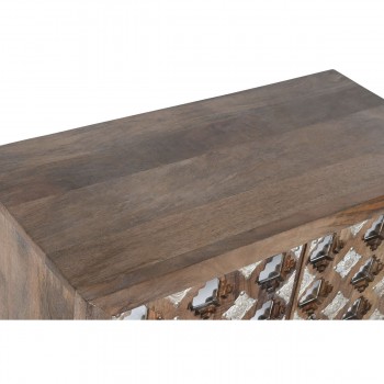 Устройство Home ESPRIT Коричневый Чёрный Серебристый Натуральный Древесина манго Зеркало 80 x 38 x 80 cm