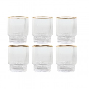 Набор стаканов Home ESPRIT Прозрачный Позолоченный Стеклянный 320 ml (6 штук)