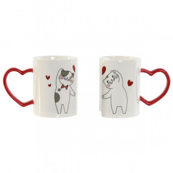 Набор из 2 кружек Mug Home ESPRIT Love Белый Красный Котов