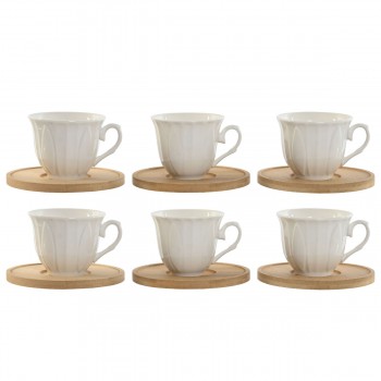 Набор из кофейных чашек Home ESPRIT Белый Бамбук Фарфор 90 ml