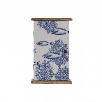 Шкаф для ключей Home ESPRIT Синий Белый Натуральный 18 x 7,5 x 28 cm
