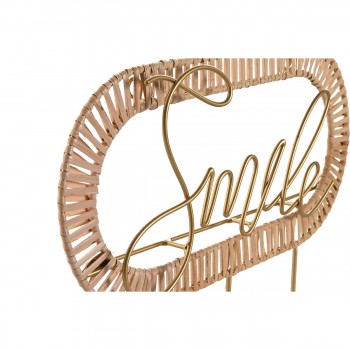 Настенная вешалка Home ESPRIT Позолоченный Натуральный Металл ротанг 40 x 6,4 x 28,6 cm (2 штук)