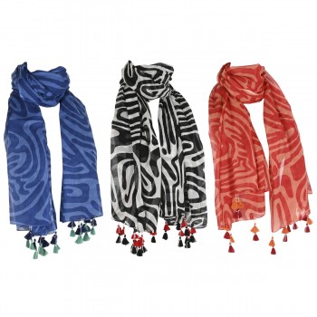 Шарф Home ESPRIT Бежевый Разноцветный Коралл (3 штук)