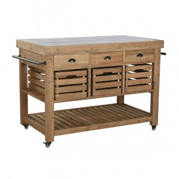 кухонный шкаф Home ESPRIT Чёрный Натуральный 142 x 75 x 96 cm