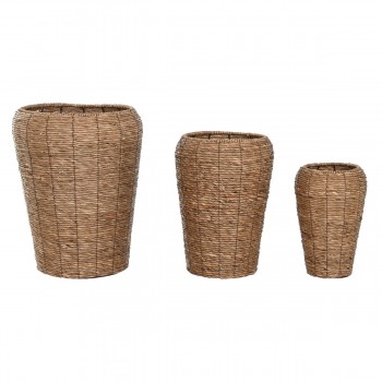 Подставка под цветочный горшок Home ESPRIT Коричневый Металл волокно город 44 x 44 x 60 cm (3 Предметы)