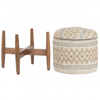 подставка для ног Home ESPRIT Бежевый город 40 x 40 x 52 cm