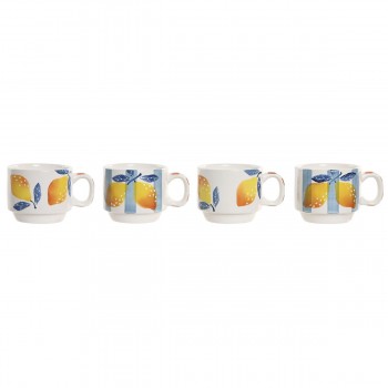 Набор из кофейных чашек Home ESPRIT Жёлтый Синий Белый Оранжевый Металл Dolomite 260 ml