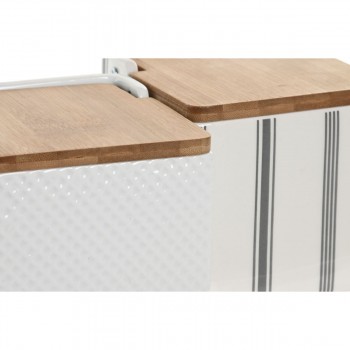 Солонка с крышкой Home ESPRIT Белый Бамбук Керамика 11 x 11 x 11 cm (3 штук)