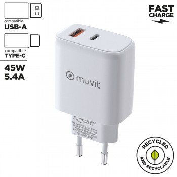 Сетевое зарядное устройство Muvit for Change MCD356 Белый 18 W 45 W
