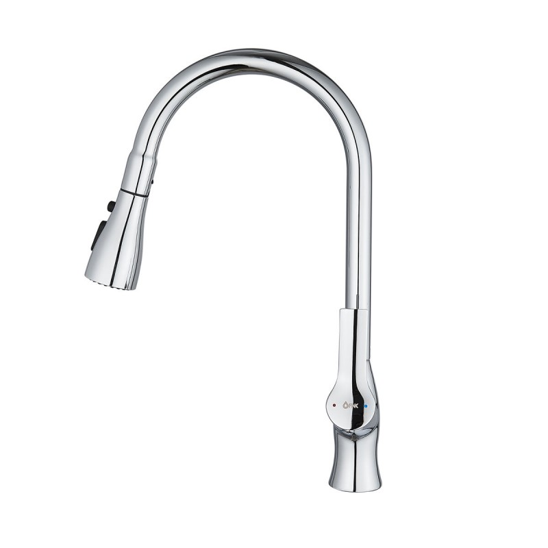 Смеситель с одной ручкой Fontastock Хром Нержавеющая сталь Латунь Керамическое сплав цинка Форма C Высокий