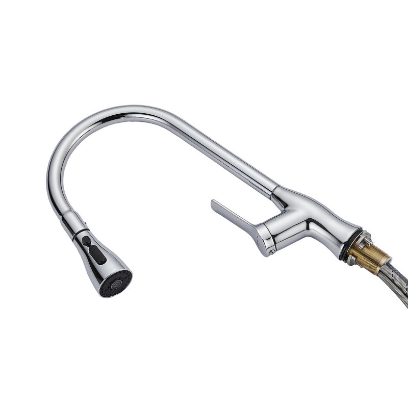 Смеситель с одной ручкой Fontastock Хром Нержавеющая сталь Латунь Керамическое сплав цинка Форма C Высокий