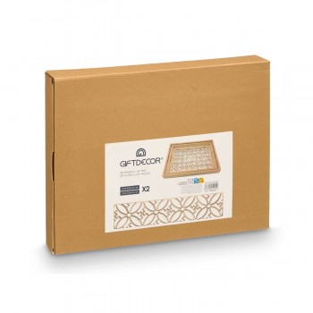 Набор подносов Gift Decor Коричневый Прозрачный Деревянный Cтекло Цветок 2 Предметы