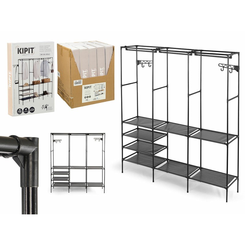 Гардеробная Kipit Чёрный Металл Ткань полипропилен 160 x 36 x 170 cm