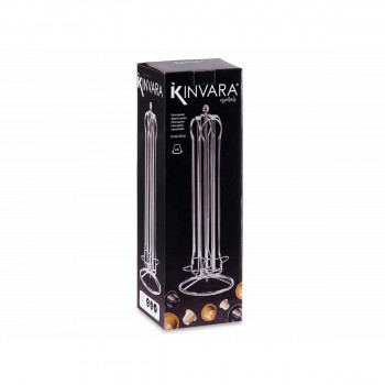 Подставка для 36 кофейных капсул Kinvara Nespresso Серебристый Серебряный Металл 13 x 39 x 13 cm Вращающийся 36 Предметы