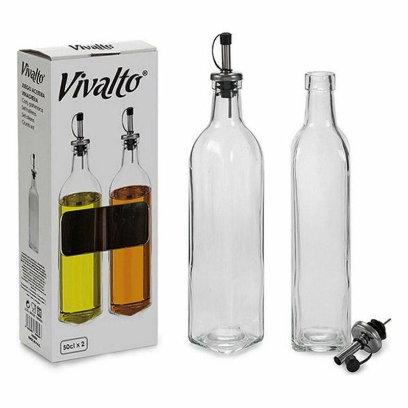 Набор масла и уксуса Vivalto Прозрачный Cтекло Силикон Стеклянный 500 ml 5,7 x 29,5 x 5,7 cm 12 x 31 x 6 cm 2 штук