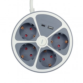 Блок электрических розеток, 4 позиций, с выключателем TM Electron 3680 W Белый Серый 30 W (1,5 m)