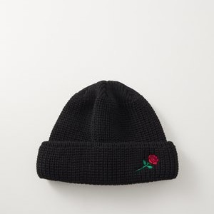 SHORT BEANIE ROSE EMBROIDERY UNISEX - Beanie - black SHORT BEANIE ROSE EMBROIDERY UNISEX - Beanie - black