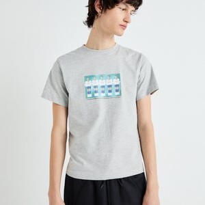 BOXY GRAPHIC TEE - Print T-shirt - grey dusty light