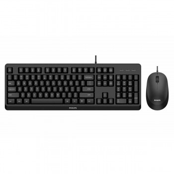 Клавиатура и мышь Philips SPT6207BL/16 Испанская Qwerty Чёрный