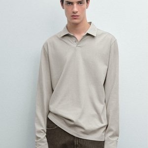 DISTRESSED-EFFECT POLO NECK - Long sleeved top - light grey DISTRESSED-EFFECT POLO NECK - Long sleeved top - light grey
