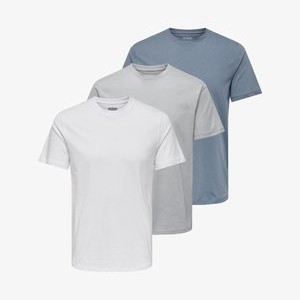 3 PACK - Basic T-shirt - blau weiß grau 3 PACK - Basic T-shirt - blau weiß grau
