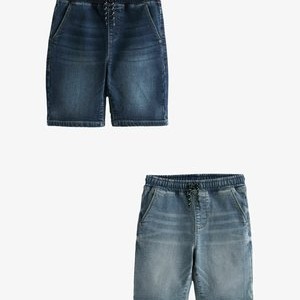 2 PACK-REGULAR FIT - Denim shorts - dark blue light blue