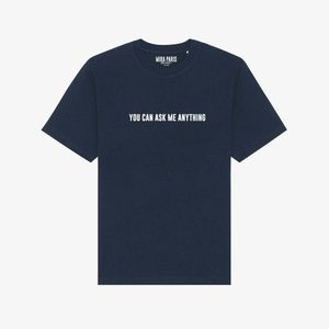 YOU CAN ASK ME ANYTHING UNISEX HEAVYWEIGHT - Print T-shirt - dark blue YOU CAN ASK ME ANYTHING UNISEX HEAVYWEIGHT - Print T-shirt - dark blue