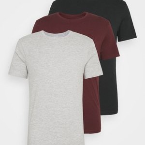 3 PACK - Basic T-shirt - black/grey/bordeaux 3 PACK - Basic T-shirt - black/grey/bordeaux