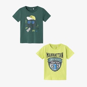 2ER-PACK RUNDHALS KURZARM BEQUEMES - Print T-shirt - gelb grün