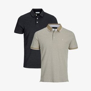 2ER PACK PAULOS SLIM FIT - Polo shirt - beige schwarz 2ER PACK PAULOS SLIM FIT - Polo shirt - beige schwarz