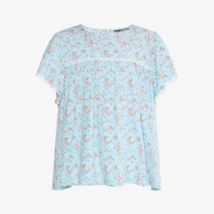 Blouse - hellblau blume Blouse - hellblau blume