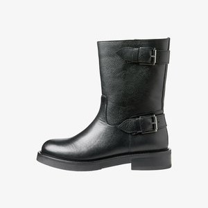 Platform ankle boots - black leather