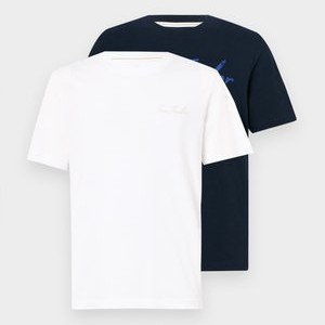 2 PACK - Print T-shirt - white/dark blue 2 PACK - Print T-shirt - white/dark blue