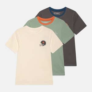 3 PACK - Print T-shirt - dark grey/off-white/mint