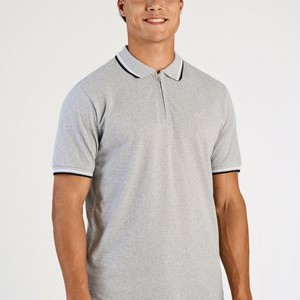 WITH ZIP - Polo shirt - lt grey WITH ZIP - Polo shirt - lt grey