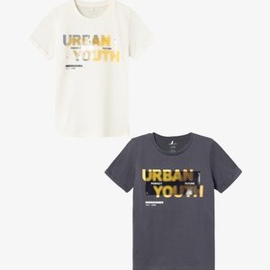 2ER-SET DESIGN LOCKERES RUNDHALS  - Print T-shirt - weiß/blau