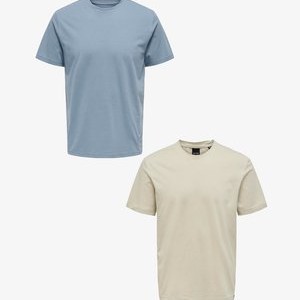 2ER-PACK RUNDHALS KURZARM - Basic T-shirt - blau braun 2ER-PACK RUNDHALS KURZARM - Basic T-shirt - blau braun