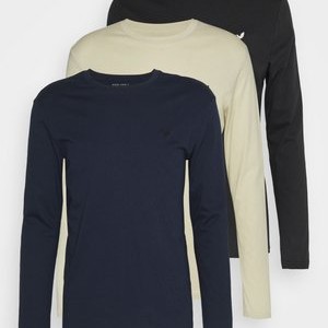 3 PACK - Long sleeved top - black/dark blue/stone 3 PACK - Long sleeved top - black/dark blue/stone