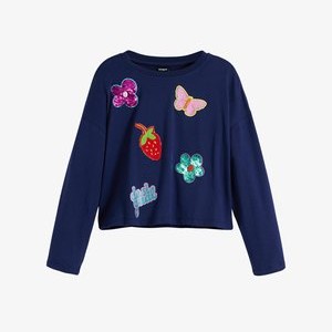 WITH APPLIQUE SHAPES - Long sleeved top - blue WITH APPLIQUE SHAPES - Long sleeved top - blue
