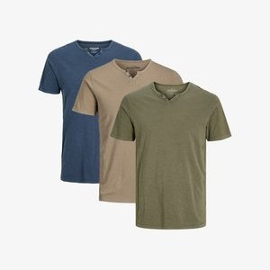 3ER PACK SPLIT - Basic T-shirt - blau beige grün