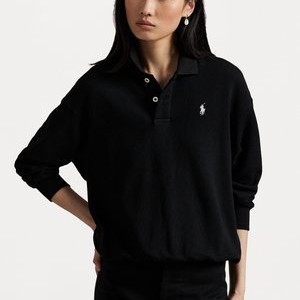 LIGHTWEIGHT FLEECE LONG-SLEEVE POLO - Long sleeved top - black LIGHTWEIGHT FLEECE LONG-SLEEVE POLO - Long sleeved top - black