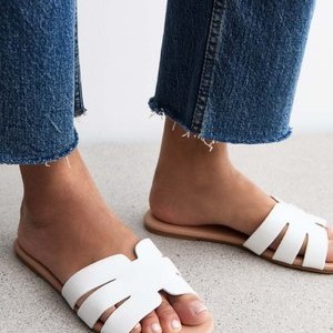 WIDE FIT CUTOUT FLAT - Sandals - white WIDE FIT CUTOUT FLAT - Sandals - white