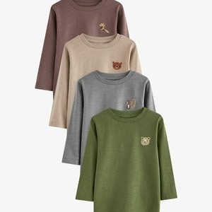 4 PACK REGULAR FIT - Long sleeved top - grey brown woodland animal