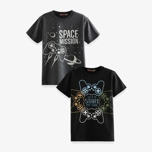 2 PACK - Print T-shirt - anthrazit meliert 2 PACK - Print T-shirt - anthrazit meliert