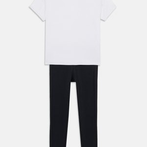 2 PIECE SPORTS SET - T-SHIRT & LEGGINGS - Basic T-shirt - black/white